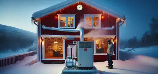 Heat pump warming a norwegian home in deep winter as owner checks app